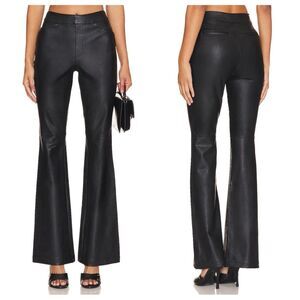 Spanx Flare Leg Leather Like LUXE Black Pull on pant size small